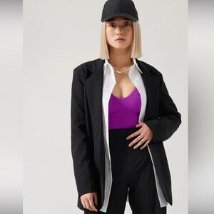 Athleta Black Blazer with White Trim